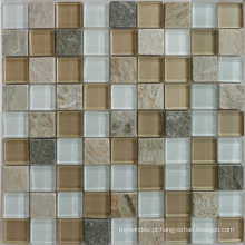 Mosaico de pedra branco de 30 * 30mm Brown para a parede